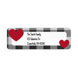 Etiqueta Buffalo Plaid Valentine Modern Neutral Heart