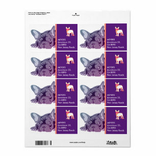 Etiqueta Bulldogue Francês Roxo de Linhas