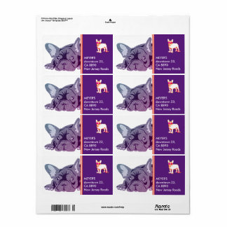 Etiqueta Bulldogue Francês Roxo de Linhas