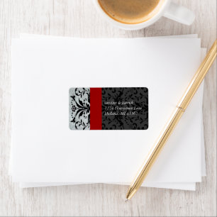 Etiqueta Bumble Bee Damask Address Labs Red Trim