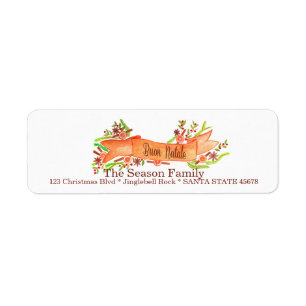 Etiqueta Buon Natale, faixa de natal com aquarela