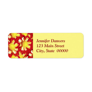 Etiqueta Buquê Dahlia - vermelho e branco com amarelo