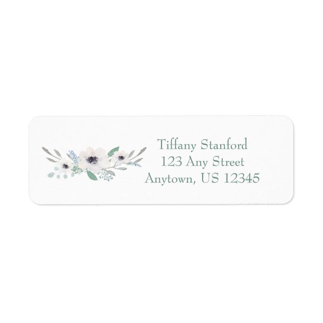 Etiqueta Buquê de Aquarela Branca | Personalizado (Frente)