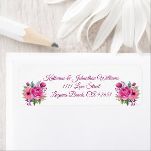 Etiqueta Buquê De Flor Cor-De-Água Rosa-Casamento-