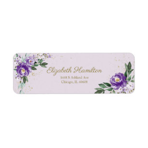 Etiqueta Buquê Floral Aquarela Lavanda Roxa Elegante