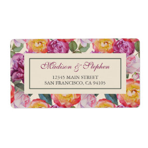 Etiqueta Buquê floral colorido da aguarela - casamento
