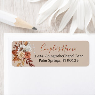 Etiqueta Buquê Floral de Queda no Rótulo do Taupe