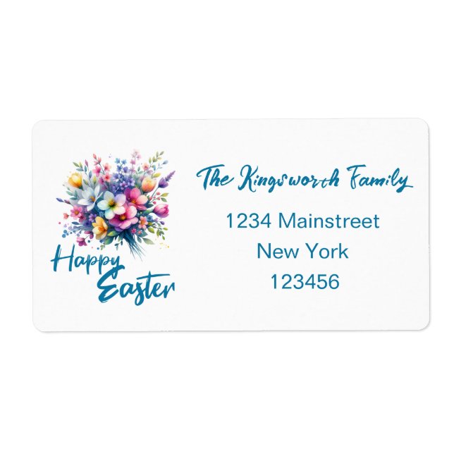 Etiqueta Buquê Primavera de felz pascoa de  de aquarela do  (Frente)