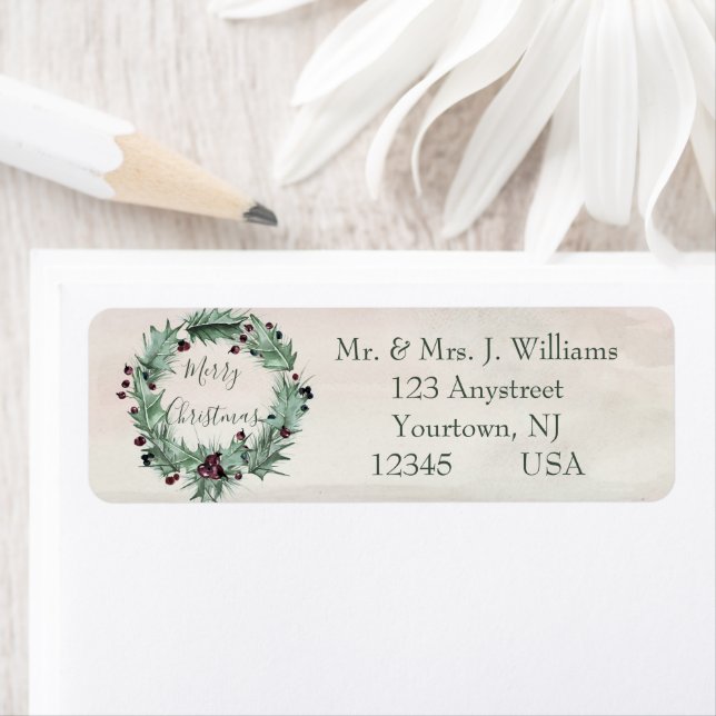 Etiqueta Burgundy Berry Holly Pine Natal (Insitu)