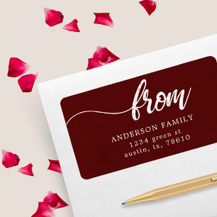 Etiqueta burgundy da família de endereços de retorno de scr