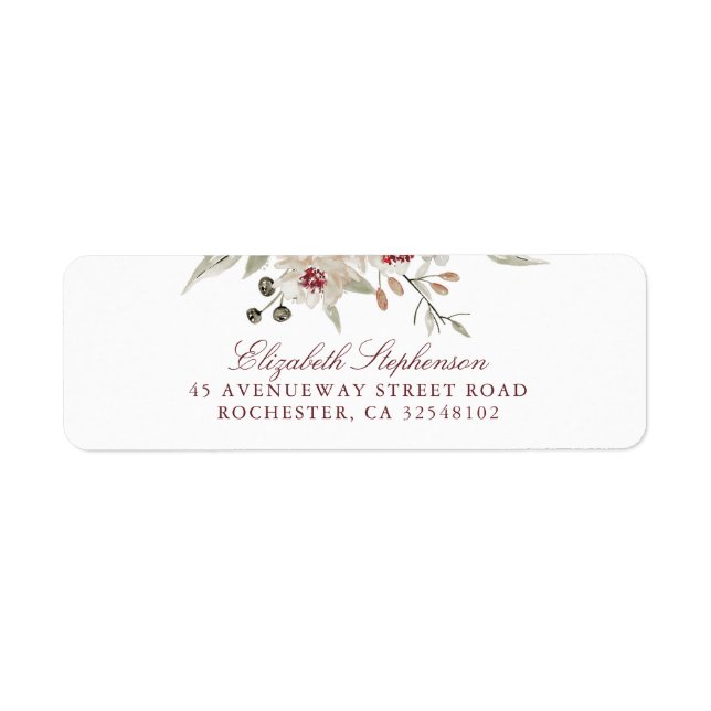 Etiqueta Burgundy e Ivory Floral Wedding (Frente)