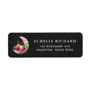 Etiqueta Burgundy Floral Moon Russo Chalkboard