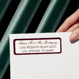 Etiqueta Burgundy Future Mr & Mrs Wedding Return Address