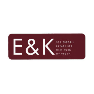 Etiqueta Burgundy Maroon Modern Bold Grande Monograma