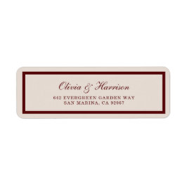 Etiqueta Burgundy Old Money Wedding Return Address Label
