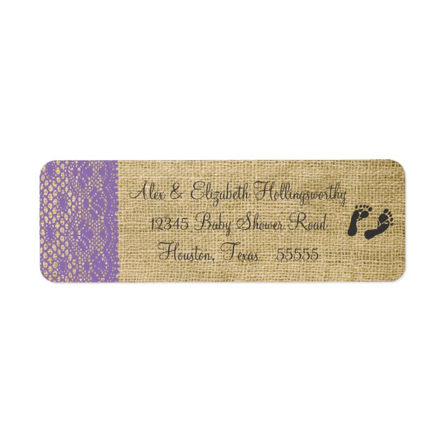 Etiqueta Burlap e Purple Lace Look (Frente)