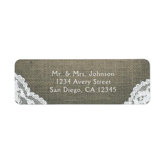 Etiqueta Burlap & Lace Simples Convite Para Casamento Russo (Frente)