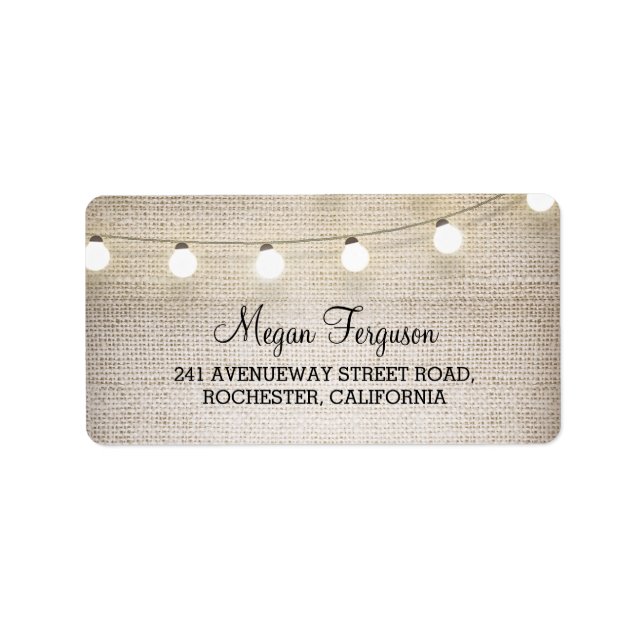 Etiqueta Burlap String Lights Casamento (Frente)