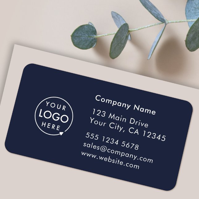 Etiqueta Business Address Label | Logo Company Info Sticker (Company branded return address labels for everyday business professional mailing needs)