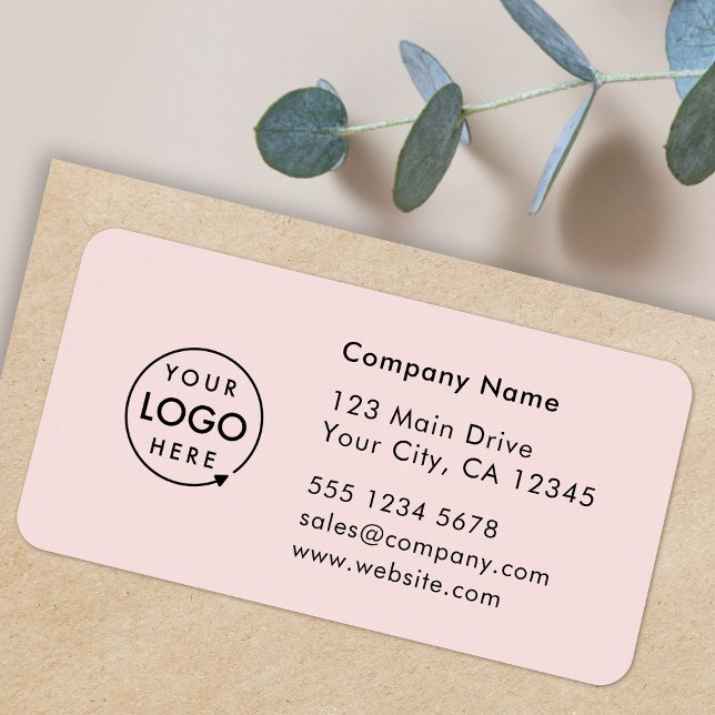 Etiqueta Business Address Label | Pink Company Info Sticker (Company branded return address labels for everyday business professional mailing needs)