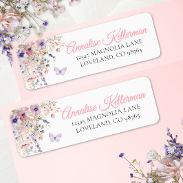 Etiqueta Butterfly Wildflower Return Address Label