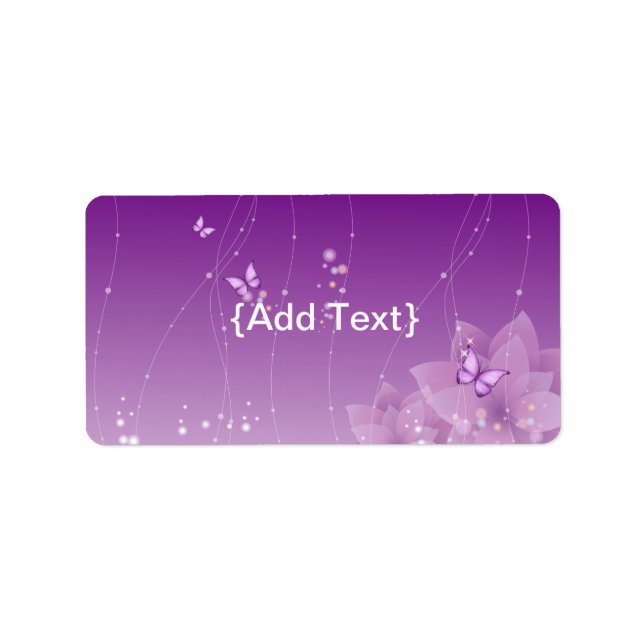 Etiqueta Butterfly's and Purple Flowers (Frente)