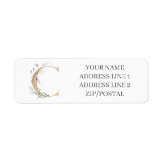Etiqueta C Monograma Floral Personalizado