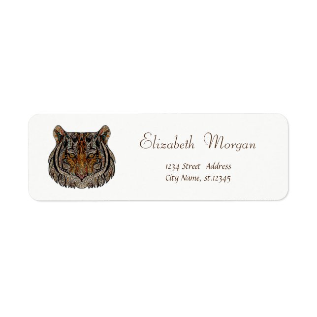 Etiqueta Cabeça de Tigre Simples, Branco (Frente)