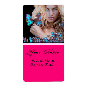 ETIQUETA CABELO DE BORBOLETA AZUL,BELEZA,SALÃO,ARTISTA DE