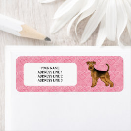 Etiqueta Cachorro Airedale Terrier Com Corações Rosa E Text