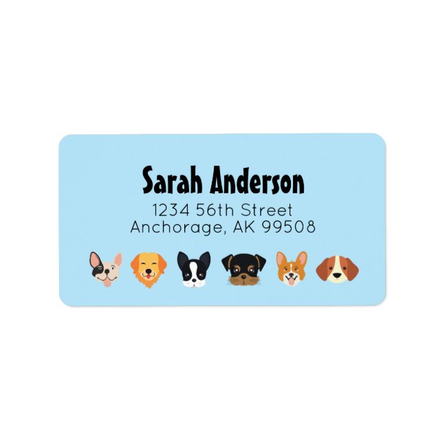 Etiqueta Cachorro Azul Vamos Pawty (Frente)