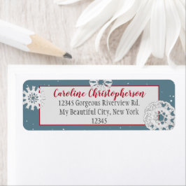 Etiqueta Cachorro Branco Elegante Floco de Neve Natal