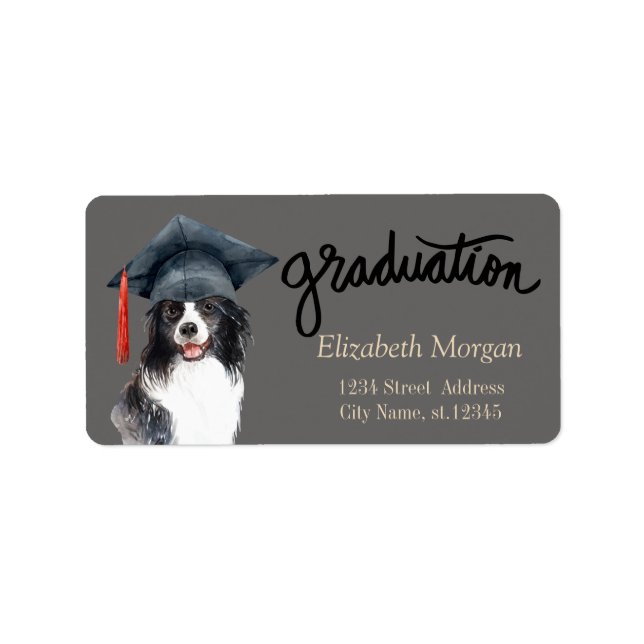 Etiqueta Cachorro com Chapéu de Formatura  (Frente)