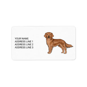 Etiqueta Cachorro Cute Retriever Dourado Vermelho Com Texto