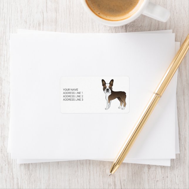 Etiqueta Cachorro de desenho animado fofo Boston Terrier li (Insitu)