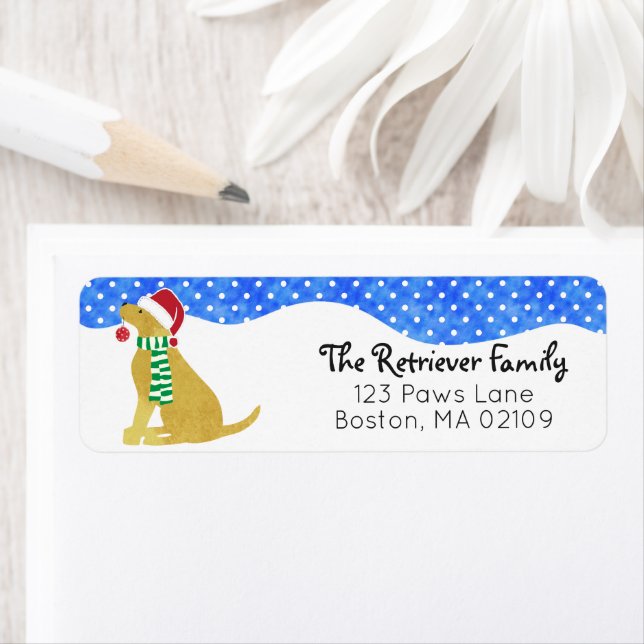 Etiqueta Cachorro de Férias de Ouro de Natal (Insitu)