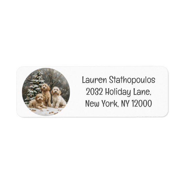 Etiqueta Cachorro de Goldendoodle de Natal (Frente)