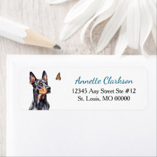 Etiqueta Cachorro Doberman Pinscher Borboleta Maravilha