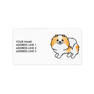 Etiqueta Cachorro e Texto Particolorido Pomeraniano Laranja