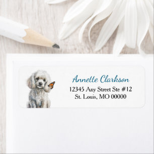 Etiqueta Cachorro Poodle Branco Borboleta Maravilha Endereç