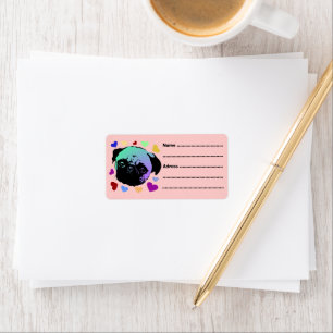 Etiqueta Cachorro Pug Filhote PopArt Estilo Retro