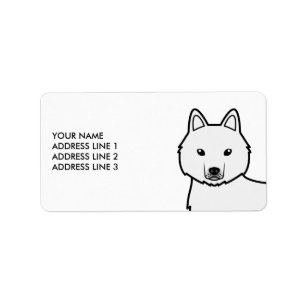 Etiqueta Cachorro Siberiano Branco e Texto Personalizado