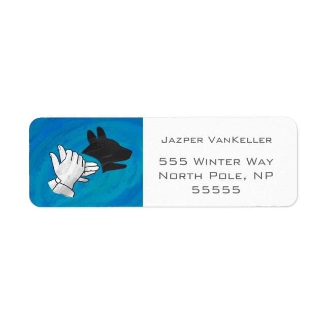 Etiqueta Cachorro Sombra em Azul (Frente)