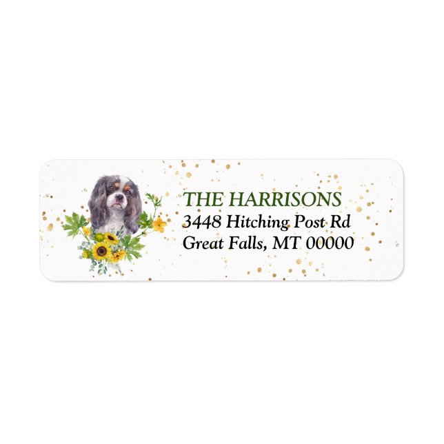 Etiqueta Cachorro Sunflower Eucalyptus King Charles Spaniel (Frente)