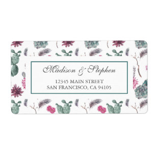 Etiqueta Cacto, Succulent & floral de Boho - casamento
