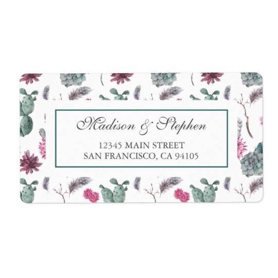 Etiqueta Cacto, Succulent & floral de Boho - casamento