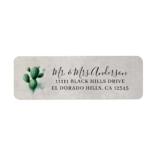 Etiqueta Cacto Verde Aguarela Casamento Sudoeste Cinza