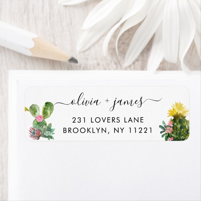Etiqueta Cactos Sucultos Deserto Aquarela Floral (Insitu)
