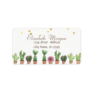 Etiqueta Cactus De Aquarela, Faux Gold Foil Confetti