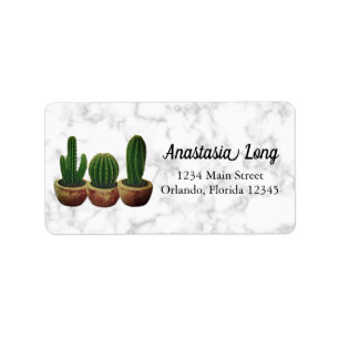 Etiqueta Cactus Marble Branco, Doce